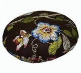 ai02n Lily Nude Green Lime Pink Yellow on Dk.Brown Cotton Round Cushion Cover