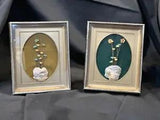 Vintage Pair DRIED FLOWERS / SHELLS Framed HANGING Art New