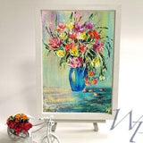 Pink Yellow Peonies Original Oil Painting Flowers Art Peony Painting Peony Wall Art Pink Peonies Artwork Bouquet Floral Wall Decor 8"x 12"