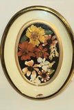 Vintage Dried Flower Arrangement in Oval Glass Frame 4" x 6"