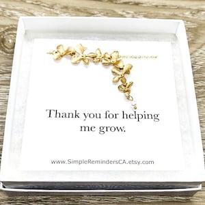 Flower Petal Necklace, Orchid Flower Necklace, Thanks for Helping Me Grow,  Floral Necklace, Orchid Pendant, Sister Jewelry, Inspirational