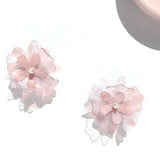 Pink Stud Flower Statement Earrings Bold Floral Jewelry Gift For Her Bloom Petal Earrings For Summer Wedding