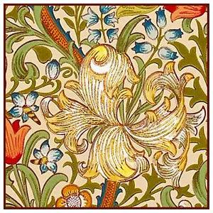 William Morris's Orange Golden Lily Detail Design Counted Cross Stitch Pattern
