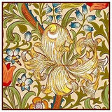 William Morris's Orange Golden Lily Detail Design Counted Cross Stitch Pattern