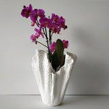 Scandinavian white vase. Unique orchid pot. Large handmade orchid planter.