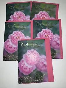 (5) Hallmark Feminine Pink Peony Gold Foil/Glitter Birthday Card