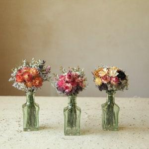 Dried Flower Bouquet in Antique Style Perfume Bottles, Wedding, Bridal Shower, and Home Decor, Wildflowers in a Bud Vase, Gifts under 25