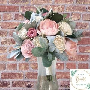 Wood Flower Bouquet- Blush Pink/Mauve Pink Dreams Collection- Wood Flower Bouquet Blush Pink and Mauve Pink Bouquet Sola Wood