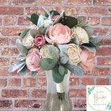 Wood Flower Bouquet- Blush Pink/Mauve Pink Dreams Collection- Wood Flower Bouquet Blush Pink and Mauve Pink Bouquet Sola Wood