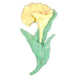 Vintage Yellow Aurum-Lily Flower Brooch Pin Plastic