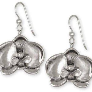 Orchid Jewelry Sterling Silver Orchid Earrings Handmade Flower Jewelry OR1-E