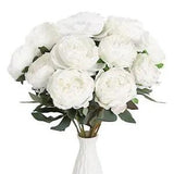 Vintage Peonies Artificial Flowers Bouquets 14 Heads Big Fake Peonies White