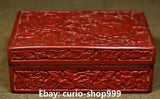 Antique Chinese Qianlong Dynasty Wood Lacquer Peony Flower Pattern Storage Box