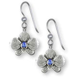 Orchid Jewelry Sterling Silver Handmade Orchid Flower Birthstone Earrings  OR5-SFW