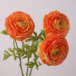 Real Touch Ranunculus Stem with Leaves, Realistic Buttercup Flower Spray, Artificial Flowers, Home Floral Decor, Wedding Party Arrangement