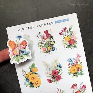 Vintage Florals Volume 5 ? Flower bouquet stickers for cards, letters, scrapbooking, art journa, bujo, bullet journals, planning, decoration