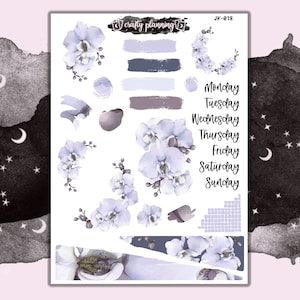 Orchid Floral Journal Kit Sticker Sheet For Planners, Journals And Scrapbooks.
