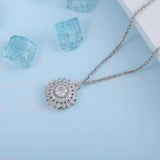 14K White Gold Sunflower Pendant | 14K Solid White Gold Sunflower Charm | Solitaire Unique Sunflower Pendant Neckalce |