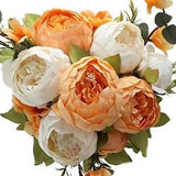 Fake Peonies Faux Silk Flower Vintage Artificial Peony Face New Orange White