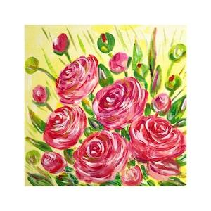 Ranunculus  Painting Floral Artwork Original Art Acrylic Painting Gift for Women