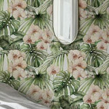 Orchids leaves Wallpaper,Peel&Stick and Traditional Wallpaper, Removable and Renter friendly Wall Decor, Botanical Design, Floral wall