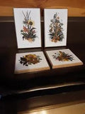 Henni Pressed Handmade Dried Leaves Flowers Wall Hanging Signed Canada Lot of 4