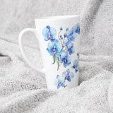 Bouquet of Blue Orchids Coffee Tea Latte Mug Cup 17 Oz Ceramic White, Colorful Floral illustration, Personalized Gift by Mugzan