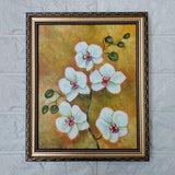 Orchid Painting Original White Flowers Wall Art Framed Small Orchid Artwork Floral Gift for home Ukrainian artist