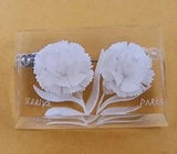 Vintage Antique Reversed Carved Clear Lucite Carnation Paris Signed Brooch Pin