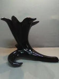 Vintage Ceramic Lily Vase Black thick ceramic was told Heager from 50s 8" length