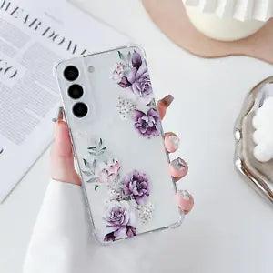 Soft Case for Samsung Galaxy S22 Plus, Clear Floral Flower Pattern Print Design