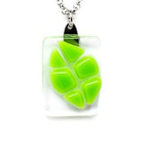 Green leaf fused glass pendant