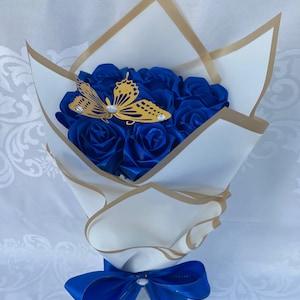 Customizable Ramo Buchon, Eternal Rose Bouquet, Handmade Fake Flowers Bouquet, Ever Lasting Flowers, Bridal Baby Boy Shower, Holiday Gifts