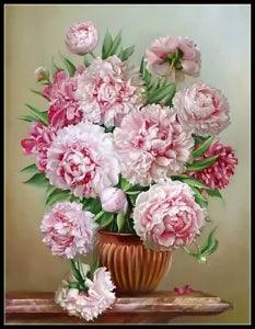 Peony Flowers V - Chart Counted Cross Stitch Patterns Needlework DIY DMC