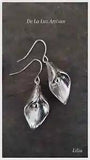 Calla Lily Earrings Sterling Silver Pearl Bridesmaid Formal Bridal Bride Wedding