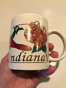 Vintage Indiana Mug or Cup State Bird and Flower Cardinal Peony Flower