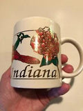 Vintage Indiana Mug or Cup State Bird and Flower Cardinal Peony Flower