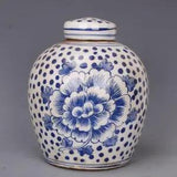 15.5CM Collect Chinese Blue and White Porcelain Peony Flower Tea-leaves Pot