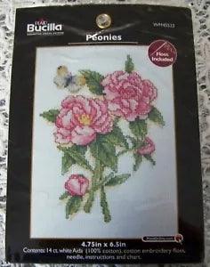 NEW - PLAID BUCILLA "PEONIES" BY ANDREA TACHIERA WM45523 - NEW