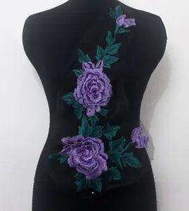 1Piece Embroidery Peony Flower Fabric Lace Applique/Patch Trims Sew On