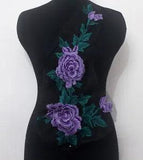 1Piece Embroidery Peony Flower Fabric Lace Applique/Patch Trims Sew On