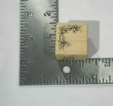 PSX B-1261 Lily Tiny Fuchsia Corner Scroll Flowers Rubber Wood Stamp