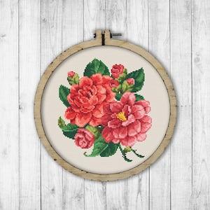 Peony Cross Stitch Pattern, Modern Cross Stitch Pattern, Bouquet Cross Stitch Pattern, Flowers Cross Stitch Pattern, Peonies Cross Stitch
