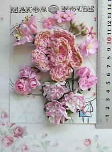 Lillies, Blossoms Carnation & Roses 21 PINK Tones Mix 7 Styles PAPER 5-65mm VD3