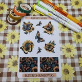 Butterfly Sunflower Stickers/Stickers/ Bean Turtle Designs