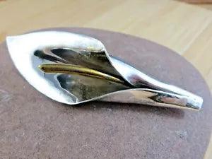 Large Vintage Calla Lily Flower Mexico TB-04 925 Sterling Silver Pin Brooch #217