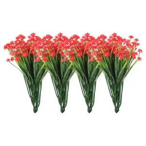 Artificial Flower Heads, Plastic Mini Peony Hydrangea Red Faux Flowers 12Pcs