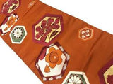 6424694: JAPANESE KIMONO / VINTAGE NAGOYA OBI / WOVEN PEONY & UME BLOSSOM