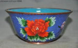 6'' China bronze Cloisonne animal flower peony Dynasty palace Tea cup Bowl