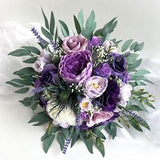 Wedding Bouquets Purple Lavender Dusty Lilac Eucalyptus Weddings Bouquet Boho Style Rustic Bridal Flowers Faux Silk Peony Roses Lavenders